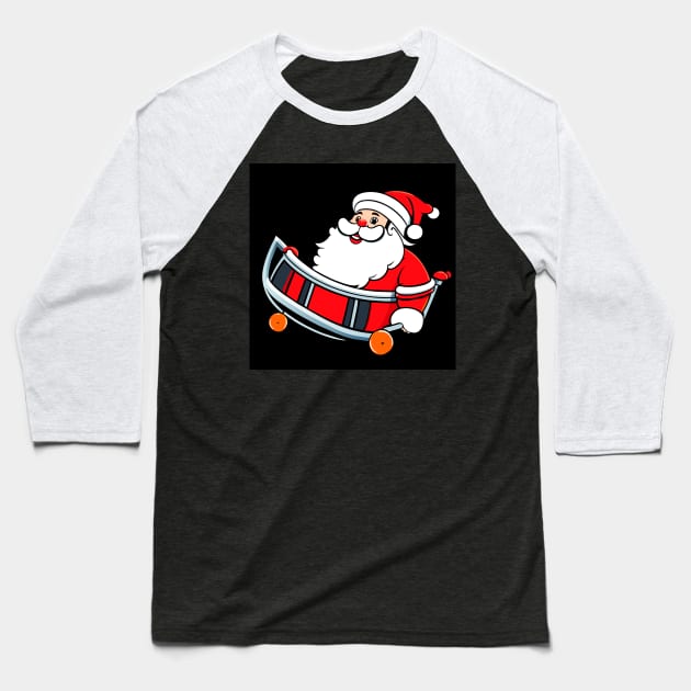 Santa clause on sleigh Baseball T-Shirt by Lion City